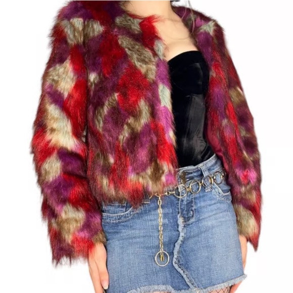 UNIF Multi color faux fur jacket - Picture 3 of 6
